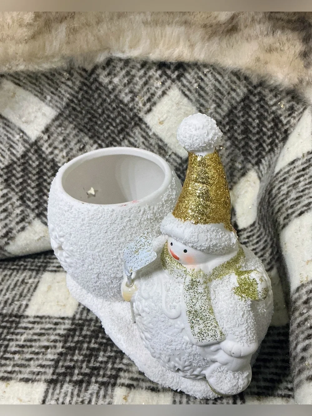 YANKEE CANDLE VINTAGE SNOWMAN VOTIVE TEA LIGHT CANDLE HOLDER